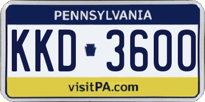 PA license plate KKD3600