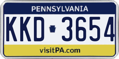 PA license plate KKD3654