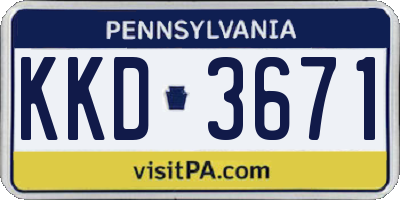 PA license plate KKD3671