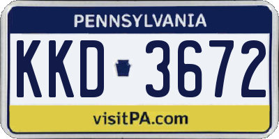 PA license plate KKD3672