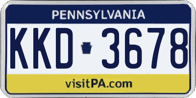 PA license plate KKD3678