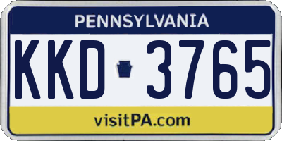 PA license plate KKD3765