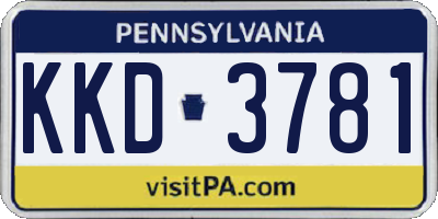 PA license plate KKD3781