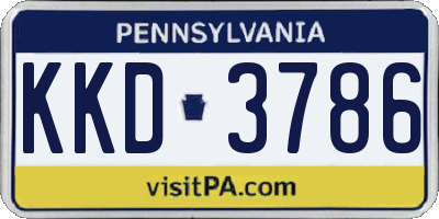 PA license plate KKD3786