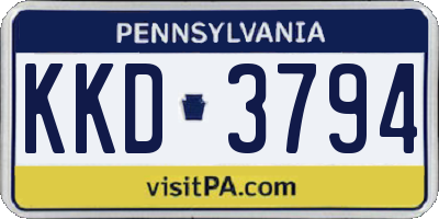 PA license plate KKD3794