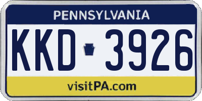 PA license plate KKD3926
