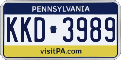 PA license plate KKD3989