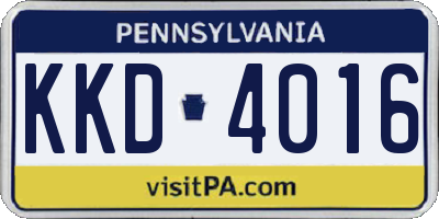 PA license plate KKD4016