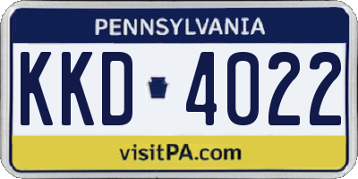 PA license plate KKD4022