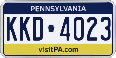 PA license plate KKD4023