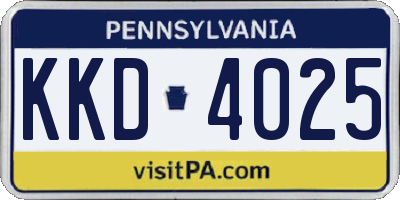 PA license plate KKD4025