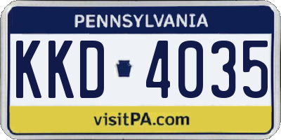 PA license plate KKD4035