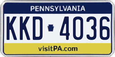 PA license plate KKD4036