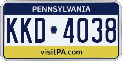 PA license plate KKD4038