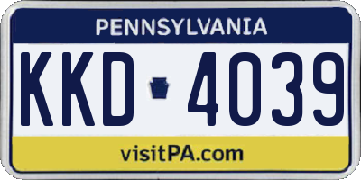 PA license plate KKD4039