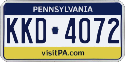 PA license plate KKD4072