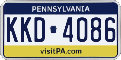 PA license plate KKD4086