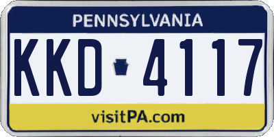 PA license plate KKD4117