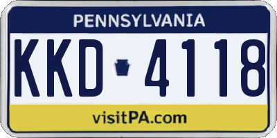 PA license plate KKD4118