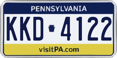 PA license plate KKD4122