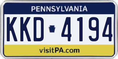 PA license plate KKD4194