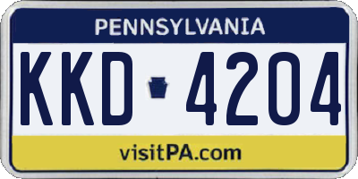 PA license plate KKD4204