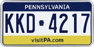 PA license plate KKD4217