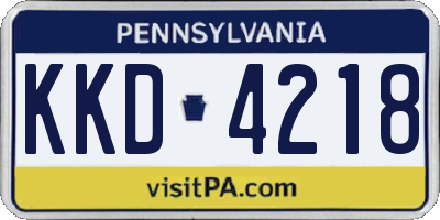 PA license plate KKD4218