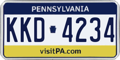PA license plate KKD4234