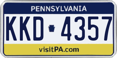 PA license plate KKD4357
