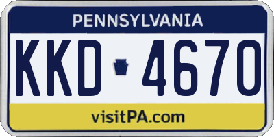 PA license plate KKD4670