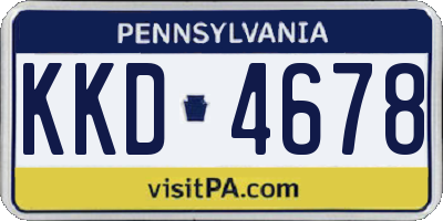 PA license plate KKD4678