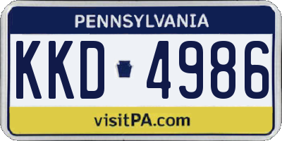 PA license plate KKD4986