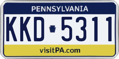PA license plate KKD5311