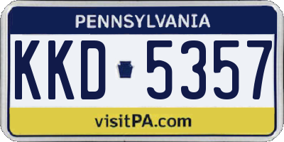 PA license plate KKD5357