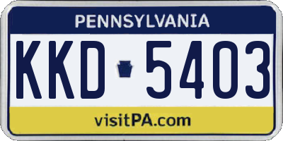 PA license plate KKD5403
