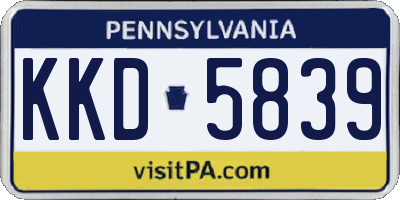PA license plate KKD5839
