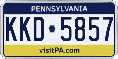 PA license plate KKD5857