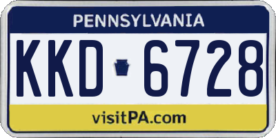 PA license plate KKD6728