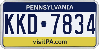 PA license plate KKD7834