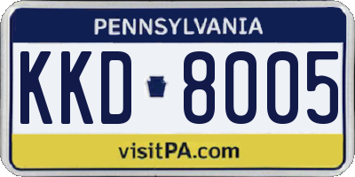 PA license plate KKD8005