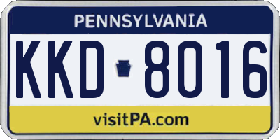PA license plate KKD8016