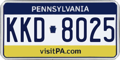 PA license plate KKD8025