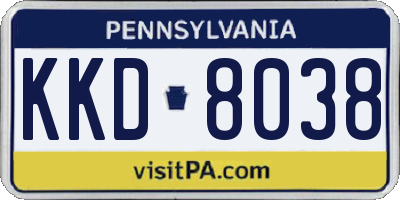 PA license plate KKD8038
