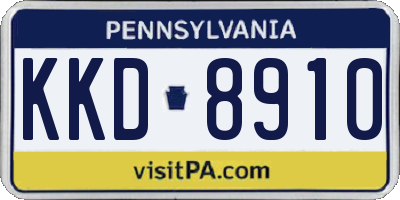 PA license plate KKD8910