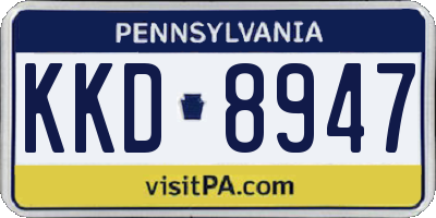 PA license plate KKD8947