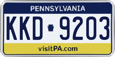 PA license plate KKD9203