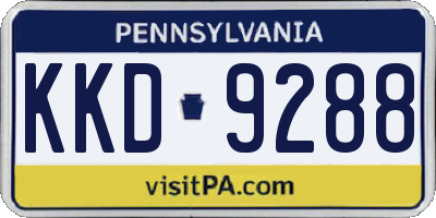 PA license plate KKD9288