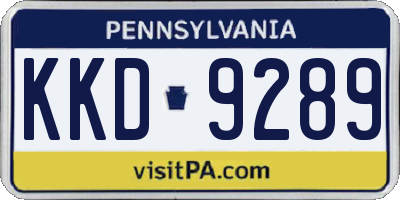 PA license plate KKD9289