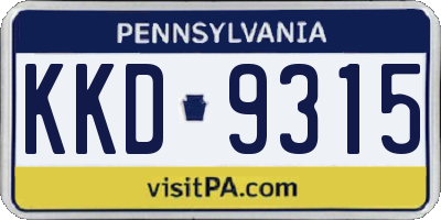 PA license plate KKD9315